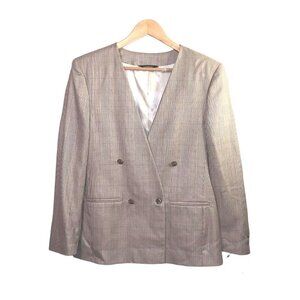 Burberrys Norton Ditto Plaid Beige 4 Button Blazer With Pockets Size Medium
